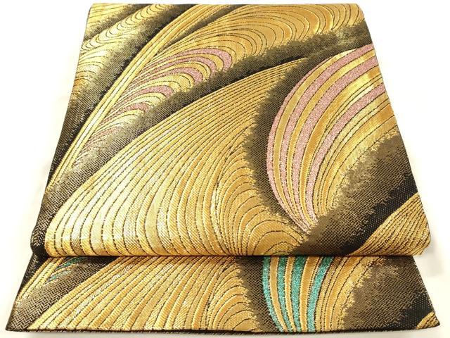 平和屋着物◎佐賀錦　六通柄袋帯　流水文　夢の装　金糸　正絹　逸品　DABH5890ya