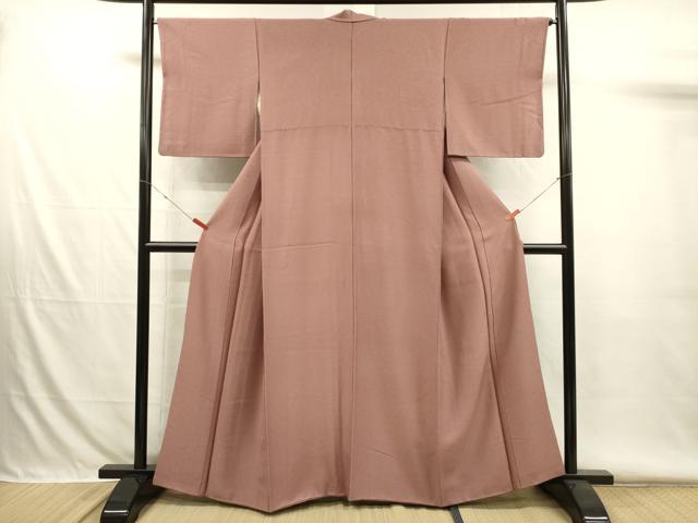 平和屋着物■上質な色無地　霞地紋　赤白橡色　正絹　逸品　DABH5897ya