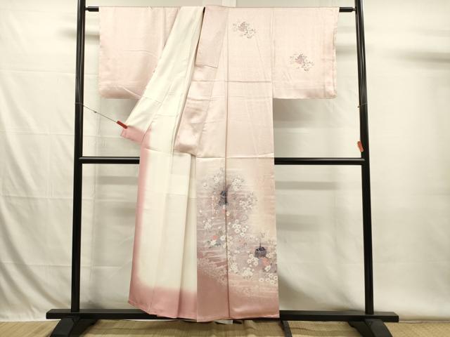 平和屋着物■訪問着　草花文　山車　ラメ糸　暈し染め　正絹　逸品　DABH5901ya