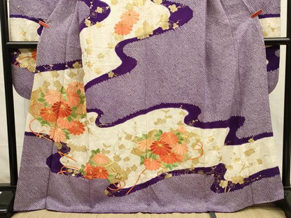 平和屋着物■豪華振袖　駒刺繍　絞り　檜扇花文　金彩　やまと誂製　正絹　逸品　DABH5903ya