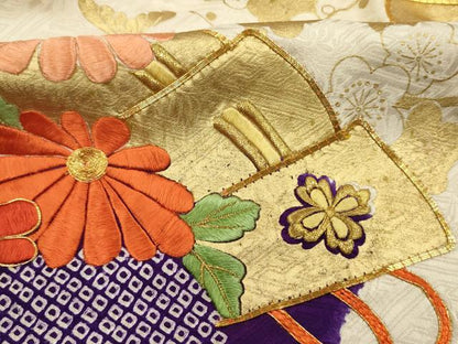 平和屋着物■豪華振袖　駒刺繍　絞り　檜扇花文　金彩　やまと誂製　正絹　逸品　DABH5903ya