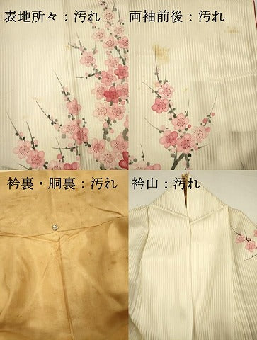 平和屋着物■訪問着　手描き　枝梅文　正絹　逸品　DABH5908ya