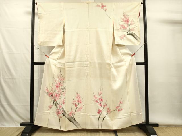平和屋着物■訪問着　手描き　枝梅文　正絹　逸品　DABH5908ya