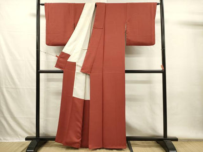 平和屋着物■上質な色無地　紅樺色　正絹　逸品　DABH5910ya