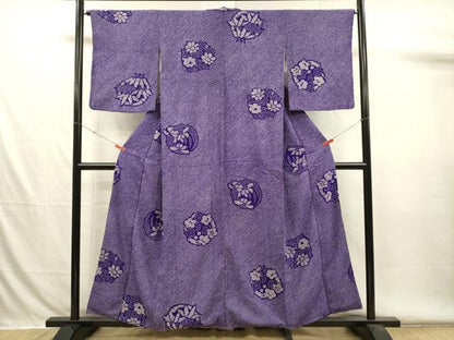 平和屋着物■上質な小紋　総絞り　花丸文　正絹　逸品　DABH5916ya