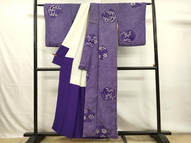平和屋着物■上質な小紋　総絞り　花丸文　正絹　逸品　DABH5916ya
