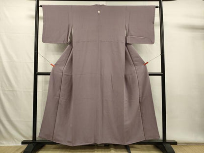 平和屋着物■上質な色無地　霞地紋　鳩羽鼠色　正絹　逸品　DABH5917ya