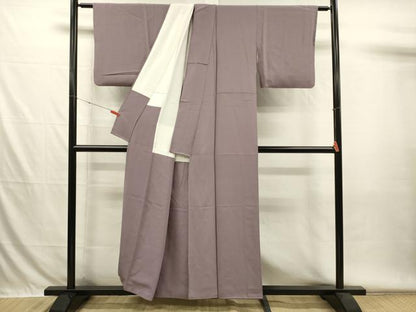 平和屋着物■上質な色無地　霞地紋　鳩羽鼠色　正絹　逸品　DABH5917ya