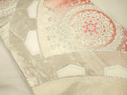 平和屋着物◎両面　全通柄袋帯　唐織　正倉院花文　銀糸　正絹　逸品　DABH5937ya