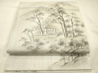 平和屋着物◎太鼓柄袋帯　手描き　京百景　伊藤翠慧　銀糸　正絹　逸品　DABH5938ya