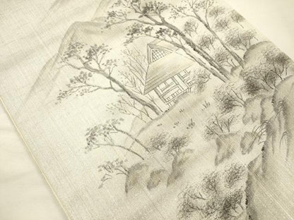 平和屋着物◎太鼓柄袋帯　手描き　京百景　伊藤翠慧　銀糸　正絹　逸品　DABH5938ya