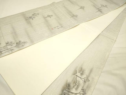 平和屋着物◎太鼓柄袋帯　手描き　京百景　伊藤翠慧　銀糸　正絹　逸品　DABH5938ya