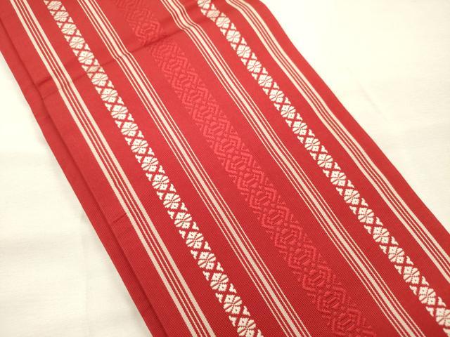 平和屋着物◎本場筑前博多織　半幅帯　献上　正絹　逸品　DABH5941ya