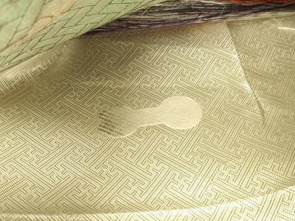 平和屋着物◎佐賀錦　西陣　六通柄袋帯　流水御所車花文　鴛鴦　金糸　引箔　正絹　逸品　DABH5944ya
