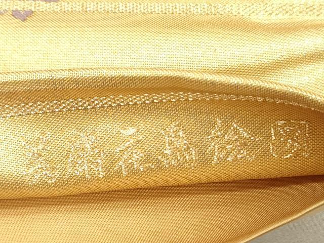平和屋着物◎六通柄袋帯　唐織　美扇花鳥絵図　金糸　正絹　逸品　DABH5947ya
