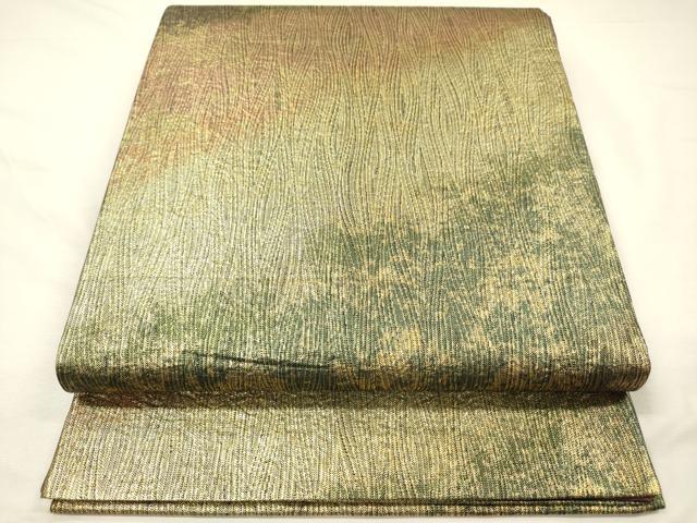 平和屋着物◎全通柄袋帯　立涌霞文　金糸　正絹　逸品　DABH5949ya