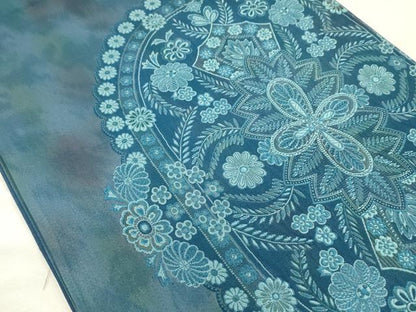 平和屋着物◎六通柄袋帯　更紗花文　正絹　逸品　DABH5957ya