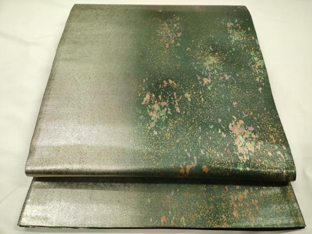 平和屋着物◎六通柄袋帯　霞文　金彩　引箔　正絹　逸品　DABH5958ya