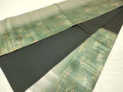 平和屋着物◎六通柄袋帯　霞文　金彩　引箔　正絹　逸品　DABH5958ya