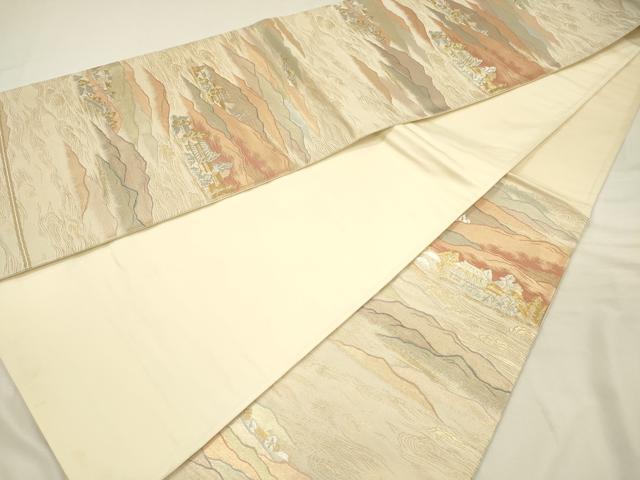 平和屋着物◎六通柄袋帯　風景文　瑞晶錦　金銀糸　正絹　逸品　DABH5959ya