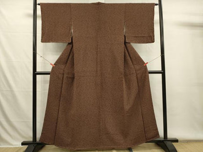 平和屋着物■上質な小紋　草花文　鬼しぼ縮緬　正絹　逸品　DABH5973ya