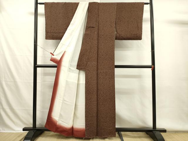 平和屋着物■上質な小紋　草花文　鬼しぼ縮緬　正絹　逸品　DABH5973ya
