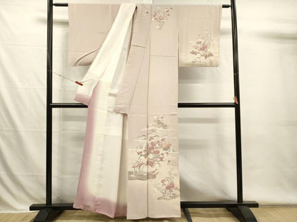 平和屋着物■訪問着　風景花松文　松竹梅　暈し染め　金彩　正絹　逸品　DABH5975ya