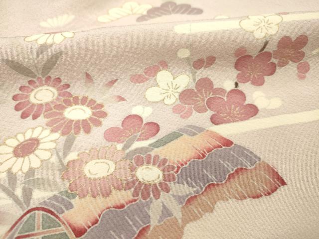 平和屋着物■訪問着　風景花松文　松竹梅　暈し染め　金彩　正絹　逸品　DABH5975ya