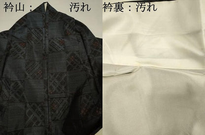 平和屋着物■本場大島紬　格子花文　正絹　逸品　DABH5976ya