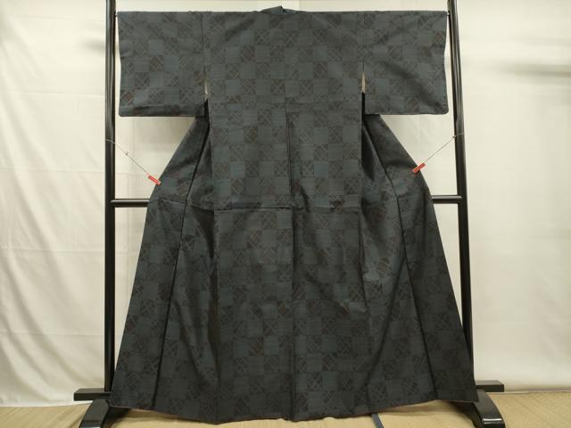 平和屋着物■本場大島紬　格子花文　正絹　逸品　DABH5976ya