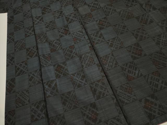 平和屋着物■本場大島紬　格子花文　正絹　逸品　DABH5976ya
