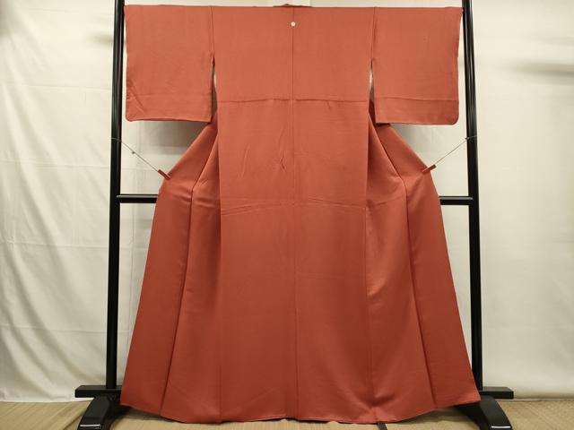 平和屋着物■上質な色無地　霞地紋　雀茶色　正絹　逸品　DABH5977ya