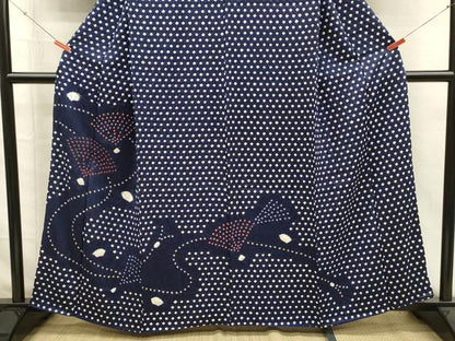 平和屋着物■色留訪問着　絞り　舞扇文　正絹　逸品　DABH5989ya