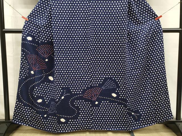 平和屋着物■色留訪問着　絞り　舞扇文　正絹　逸品　DABH5989ya