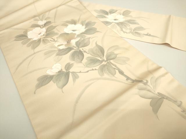 平和屋着物▼九寸名古屋帯　作家物　刺繍　草花文　銀糸　正絹　逸品　DABH6001az
