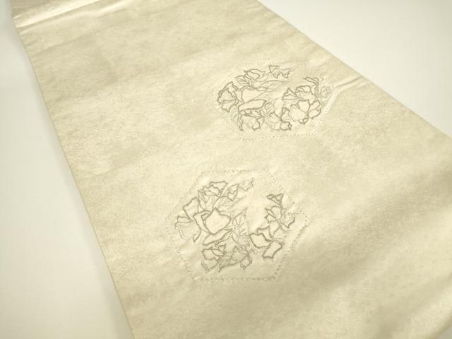 平和屋着物▼総刺繍　太鼓柄袋帯　亀甲花文　銀糸　引箔　正絹　逸品　DABH6003az
