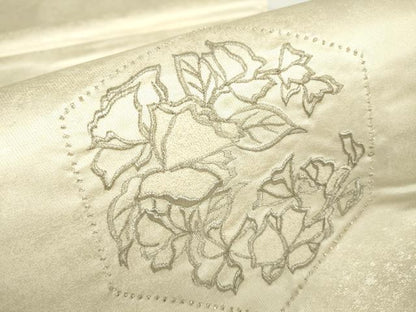 平和屋着物▼総刺繍　太鼓柄袋帯　亀甲花文　銀糸　引箔　正絹　逸品　DABH6003az