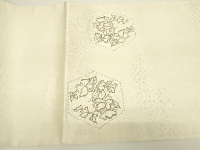 平和屋着物▼総刺繍　太鼓柄袋帯　亀甲花文　銀糸　引箔　正絹　逸品　DABH6003az