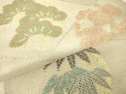 平和屋着物▼六通柄袋帯　松竹梅　金糸　正絹　逸品　DABH6006az