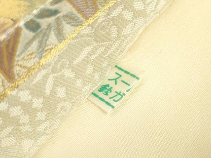 平和屋着物▼六通柄袋帯　鴛鴦彩麗文　金糸　鈴乃屋扱い　正絹　逸品　DABH6012az