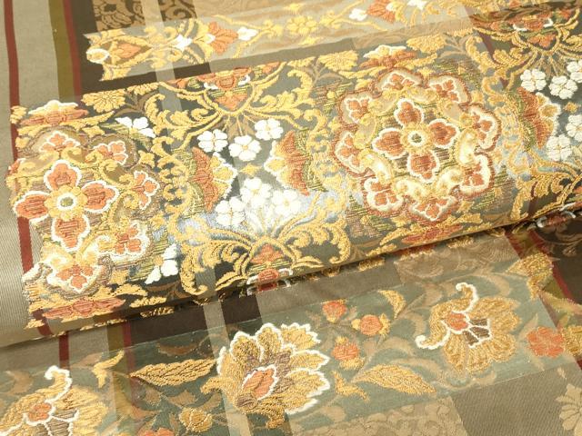 平和屋着物▼六百錦　六通柄袋帯　正倉院　金糸　正絹　逸品　DABH6016az