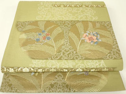 平和屋着物▼六通柄袋帯　作家物　彩麗　紹巴　金糸　正絹　逸品　DABH6019az