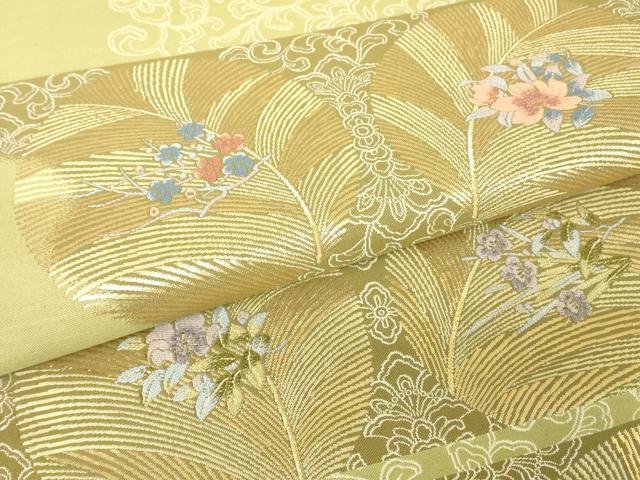 平和屋着物▼六通柄袋帯　作家物　彩麗　紹巴　金糸　正絹　逸品　DABH6019az