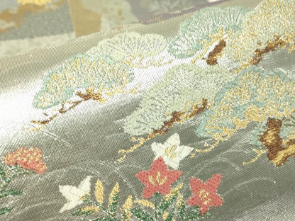 平和屋着物▼六通柄袋帯　洛北絵巻物紋　金銀糸　正絹　逸品　DABH6021az