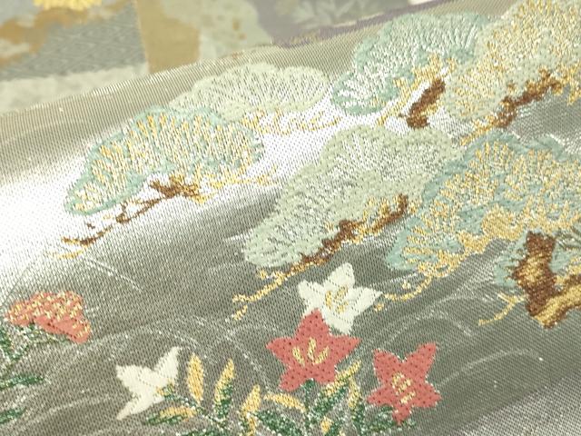 平和屋着物▼六通柄袋帯　洛北絵巻物紋　金銀糸　正絹　逸品　DABH6021az