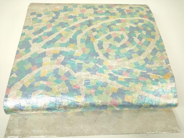 平和屋着物▼太鼓柄袋帯　箔散らし　金銀彩　正絹　逸品　DABH6028az