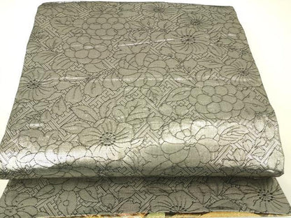 平和屋着物▼佐賀錦　両面　六通柄袋帯　花蝶丸文　金糸　正絹　逸品　DABH6037az