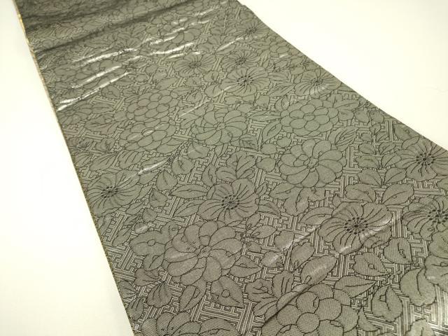 平和屋着物▼佐賀錦　両面　六通柄袋帯　花蝶丸文　金糸　正絹　逸品　DABH6037az