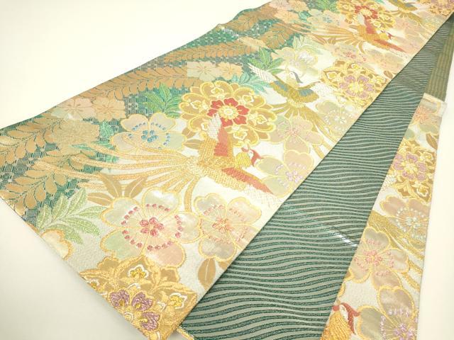 平和屋着物▼佐賀錦　両面　六通柄袋帯　鳳凰花文　金糸　正絹　逸品　DABH6052az
