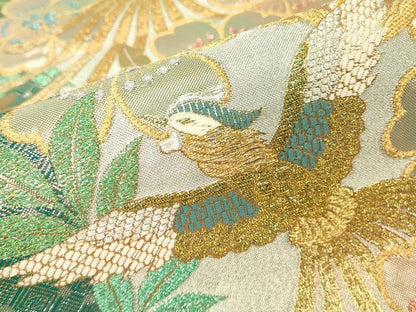 平和屋着物▼佐賀錦　両面　六通柄袋帯　鳳凰花文　金糸　正絹　逸品　DABH6052az